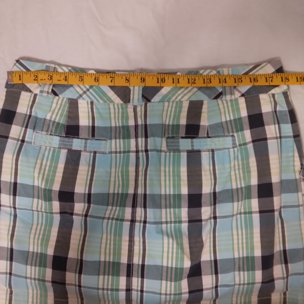 Sonoma Plaid Skort Mini Skirt Green Blue White size 14 - Picture 4 of 6